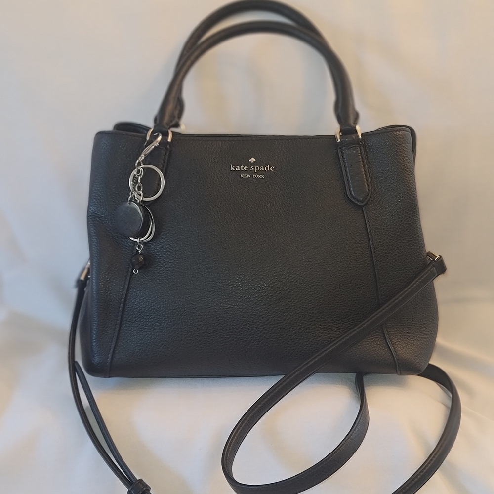 Kate Spade Black Medium Leather Crossbody Satchel Handbag